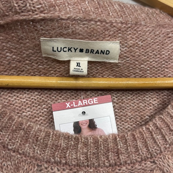 Lucky Brand Cable‎ Knit Sparkle Sweater Dusty Rose Pink XL NWT MSRP $99.50 - Picture 10 of 17